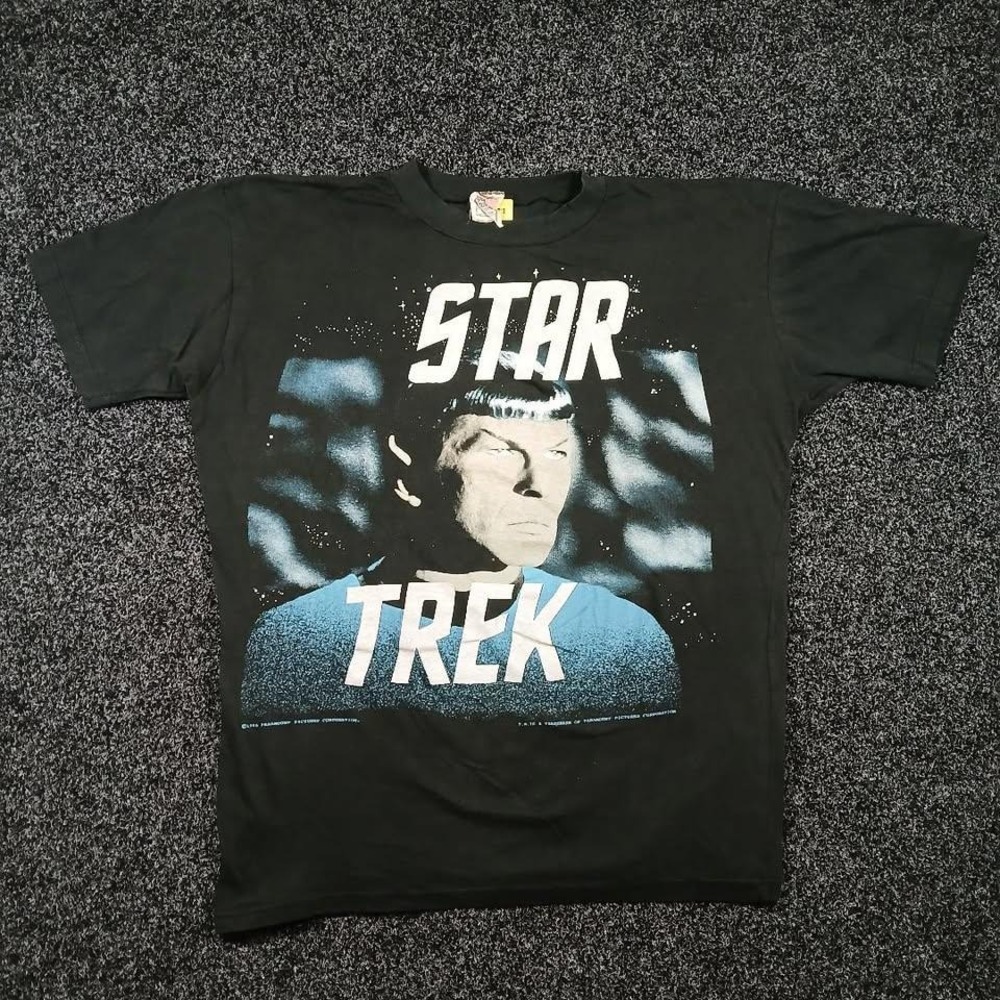 Vintage 1986 Star Trek Spock T Shirt XL  Rose of England Single Stitch Black Tee